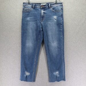 Vervet Jeans Womens 31 V2750 Mide Rise Crop Straight Distressed Flex Denim Blue